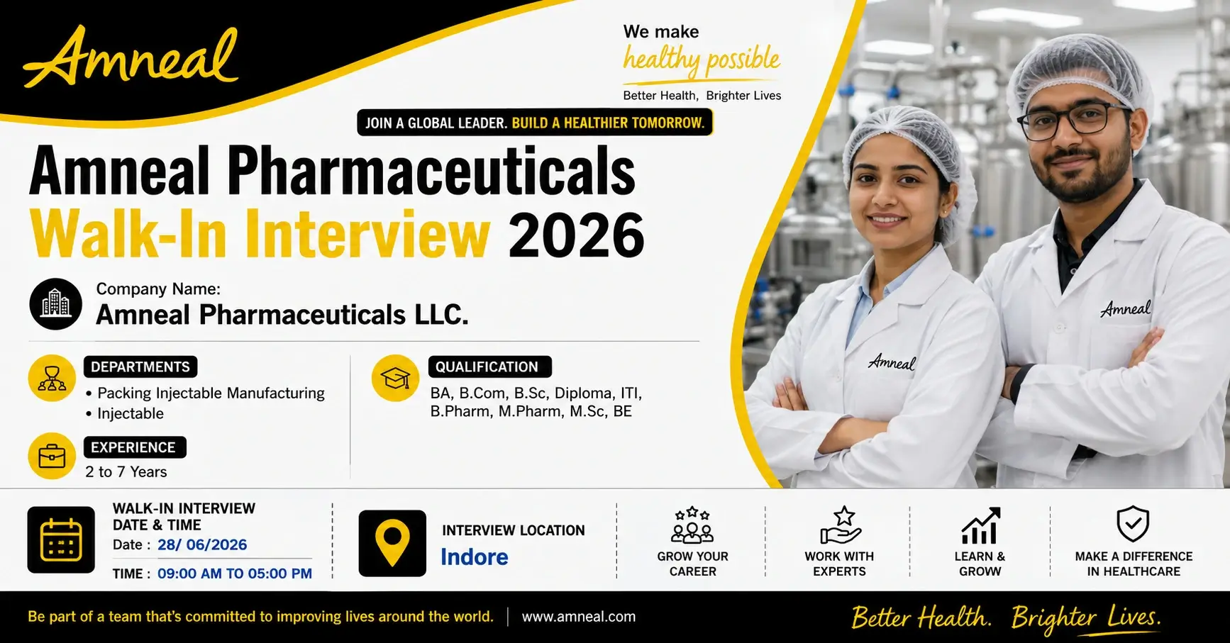 Amneal Pharmaceuticals Walk-In Interview 2026